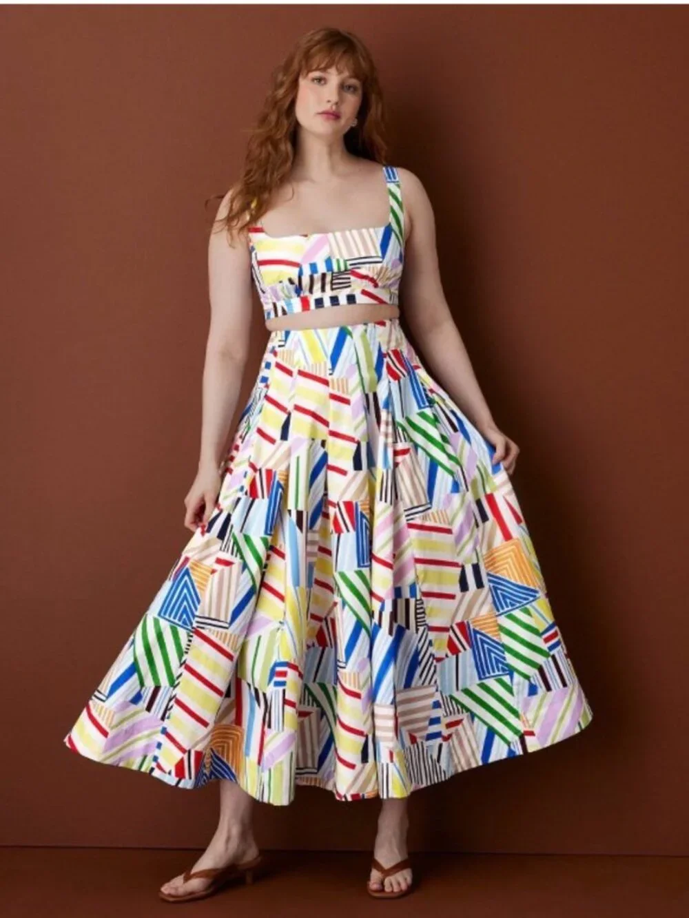 Rosie Assoulin x Target Pleated Poplin Madras Midi Skirt- Sizes 10 & 12